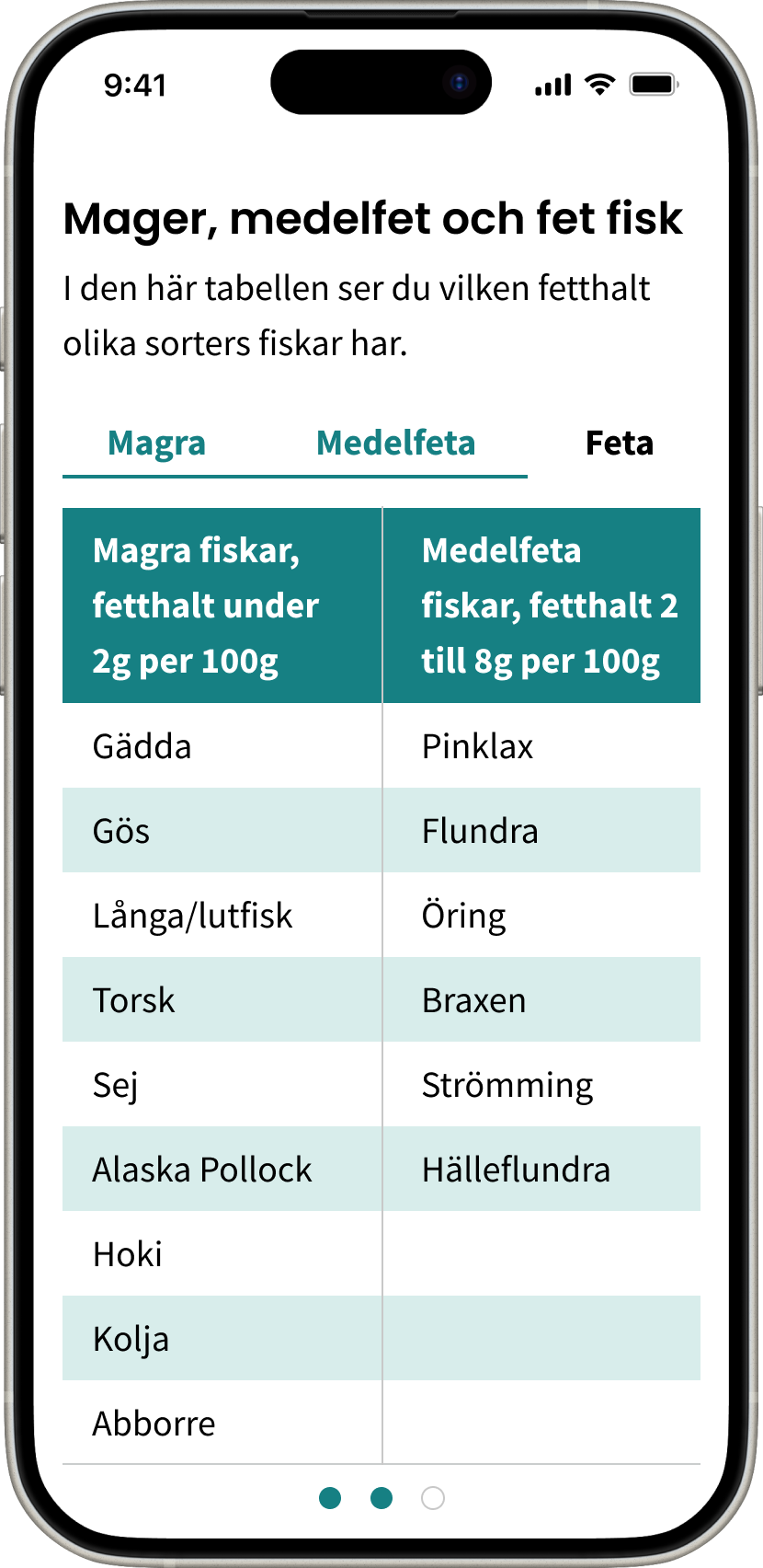 Image of the table in a small screen, it uses tabs to switch and inform the user of more content.